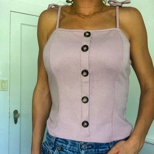 Emerette Lavender Light Pink Tye Tank with Buttons